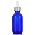 thumbnail image 2 of Cobalt Blue Glass Boston Round Bottle with Silver Metal and Glass Dropper (12 Pack), 2 of 2