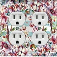 thumbnail image 1 of Metal Light Switch Plate Cover Lotus Pods Cotton Flower Teal Stripes FLW020, 1 of 13