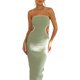 thumbnail image 5 of Vestido tubo ajustado para mujer, sin tirantes, con abertura lateral y ribete de color en contraste., 5 of 8