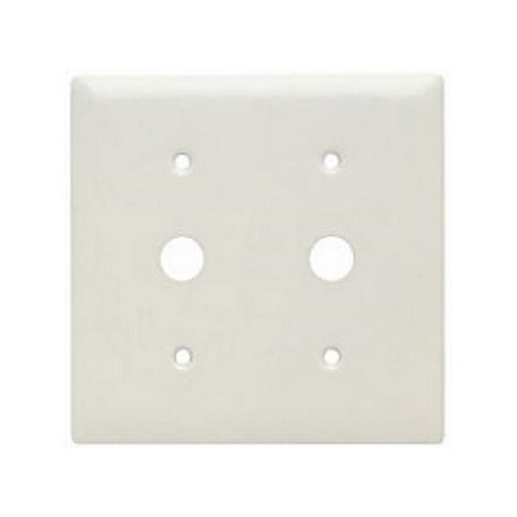 SP21W White Double Telephone/Cable Outlet Standard Plastic Wallplate Box Mounted 2-Gang