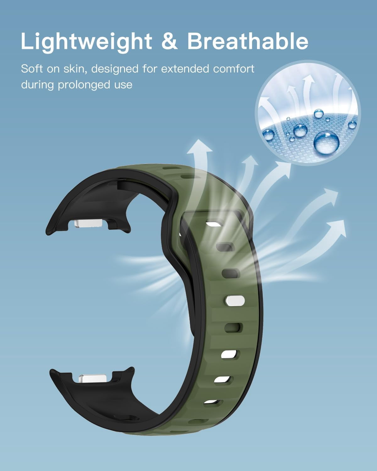 CRKMGS-Bands for Samsung Watch 8 Smartwatch,Sport quick-release Silicone Band for Samsung Watch 8,Soft Lightweight & Ventilated Comfort Replacement Smartwatch Strap,Adjustable Wristband