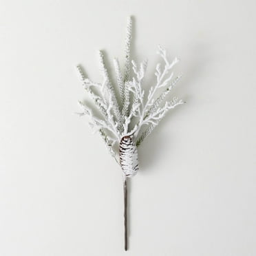 20" Sullivans Artificial Christmas Flocked Pine Twig Pick, White