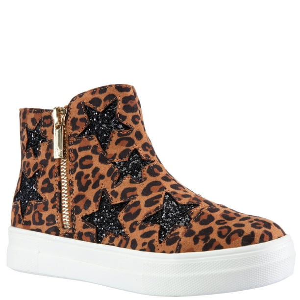 KIDPIK Girls Leopard High Top Zip Sneaker, Size: 11 Toddler - 6 Youth ...