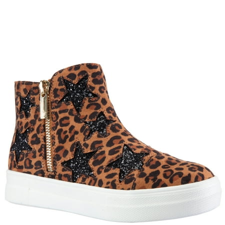 

KIDPIK Girls Leopard High Top Zip Sneaker Size: 11 Toddler - 6 Youth