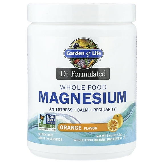 Garden of Life - Dr. Formulated Whole Food Magnesium Drink Powder Orange - 7 oz.