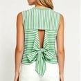 thumbnail image 6 of ClodeEU Women's Striped Crewneck Sleeveless Tank Top with Butterfly Back ,Solid Color Casual Summer Top Green,Women's Plus S, 6 of 6