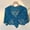 Blue, variant on Autumn Knitted Shawl With Wavy Pattern And Pearl Shoulder Strap
