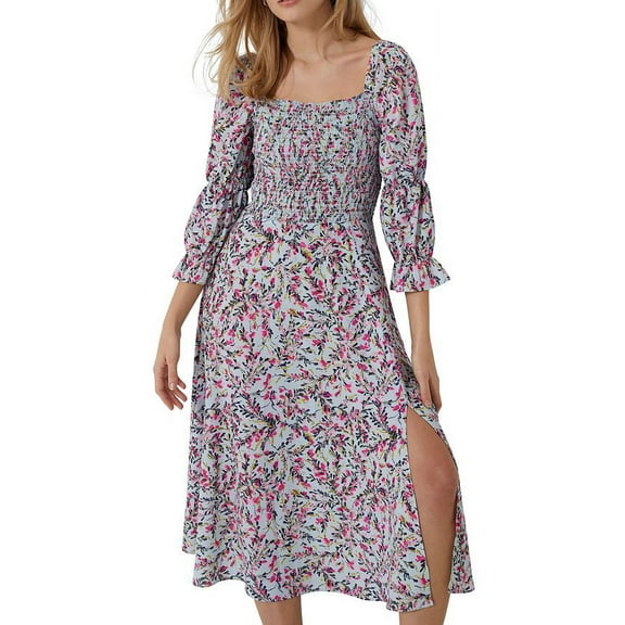 French Connection Women's Flores Verona Empire Waist Crepe Dress Blue Size Medium