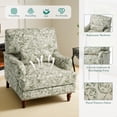 thumbnail image 3 of DREAMSIDEA Pair of Floral Upholstered Armchairs, High Back Accent Chair with Solid Wood Legs & Nailhead Trim for Living Room, Rococo Green, 3 of 6