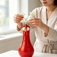 thumbnail image 5 of 7.9in Chicken Vase For Flowers, Long Neck Colorful Polka Dots Chicken Vase, Funky Resin Chicken Flower Vase, Farmhouse Tabletop Ornament for Office Home Decor, Red, 5 of 6