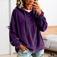 thumbnail image 2 of Velour Hoodies for Women, Oversized Hoodie, Pullover Sweatshirt, Warm Sweaters, Fall Outfits, Travel Hoodie, Winter Jackets, Casual Pullover Tops, 2 of 4