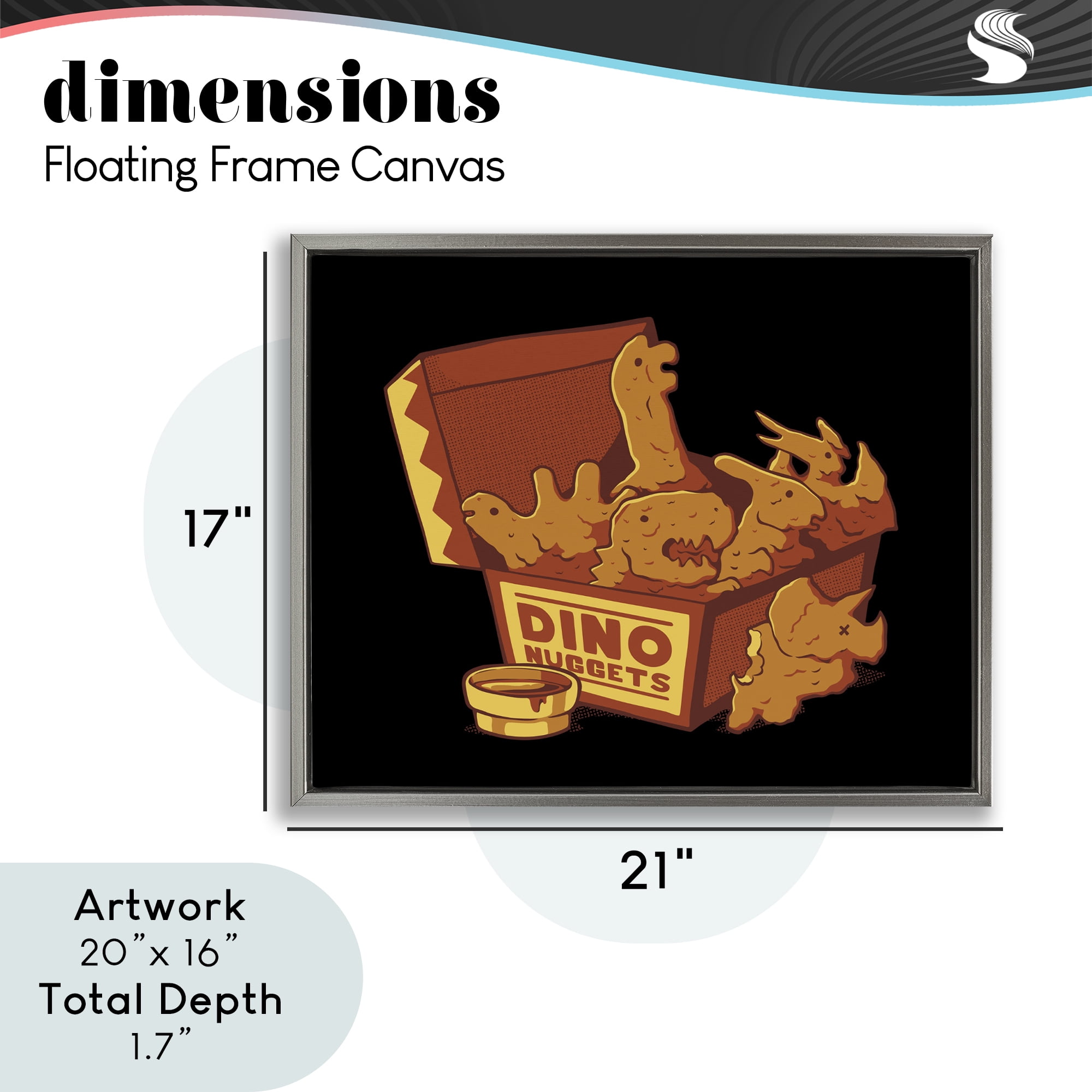 Stupell Industries Dino Nuggets with Sauce Gray Framed Floater Canvas Wall Art, design by Tobe Fonseca