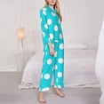 thumbnail image 3 of Yiaed Aqua And White Polka Dot Print Pajamas Women's Long Sleeve Sleepwear Soft Button Down Loungewear Pjs Lounge Set Nightwear Womens Pajama Pants-Large, 3 of 7