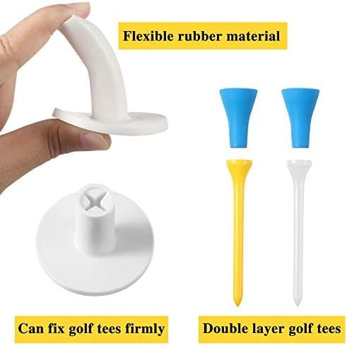 RibRave 12 Pieces Golf Range Tees Set Rubber Golf Tees for Mats Driving Range 6 Pieces for Practice Mat Mixed Size