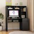 thumbnail image 4 of Llinc Store Computer Desk with Hutch & Bookshelf,Wood Executive Desk Teens Student Desk with 3 AC Outlets and 2 USB Charging Ports,Study Laptop Table for Home, Black, 4 of 9