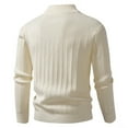 thumbnail image 7 of Men's Knitted Sweater Fall Winter 1/4 Zipper Long Sleeve Mock Collar Casual Fashion Elastic Sweater Top (XXL, Beige), 7 of 7