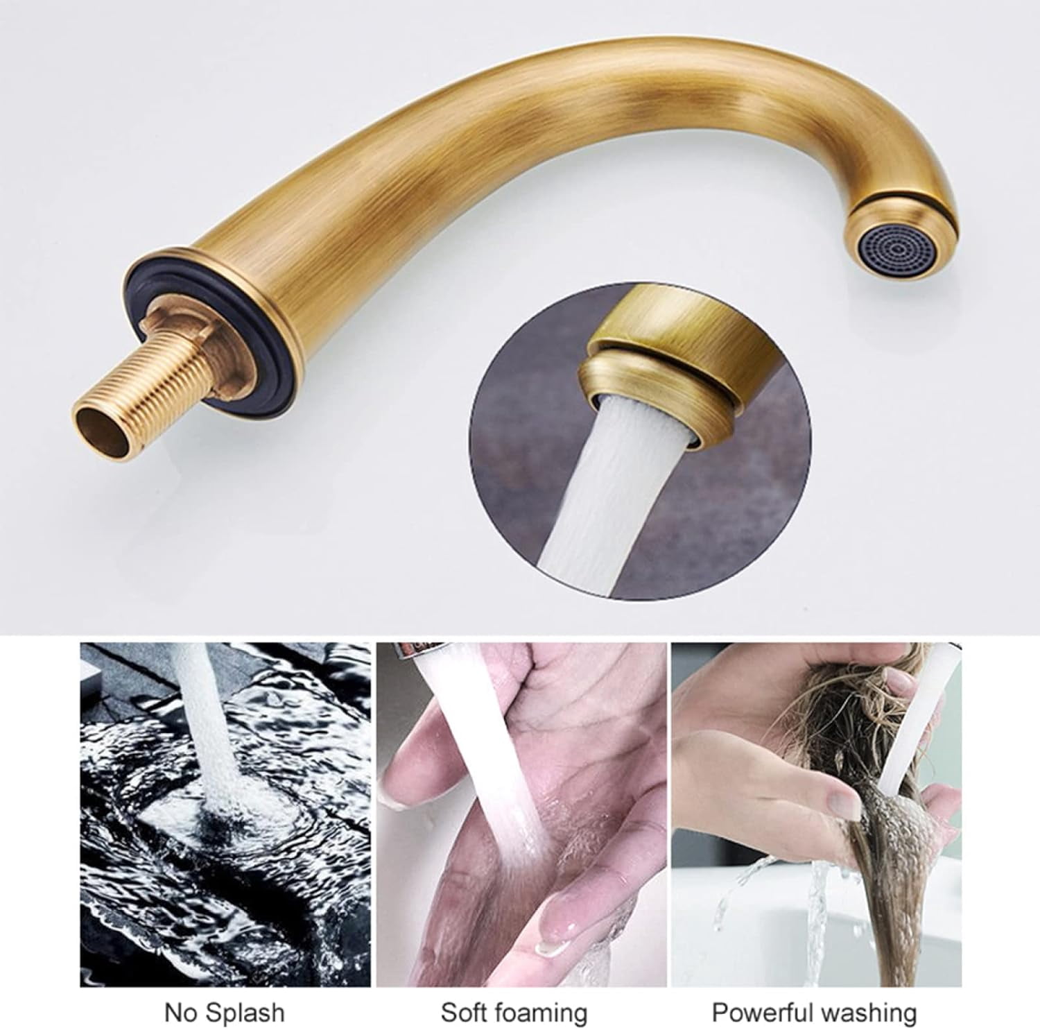 Bathroom Sink Faucet 3 Hole, Brass Sink Faucet Bathroom, Double Handles Bathroom Sink Faucet, Hot and Cold Water Faucet, 2 Lever Handles Bathroom Faucets, Gold