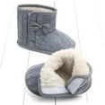 thumbnail image 5 of Penkiiy Toddler Shoes Baby Girls Cute Bowknot Boots Baby Soft Cotton Shoes Winter Warm Shoes Smart Step First Walkers Shoesfor12-15 Months Dark Gray 2023 Summer Deal, 5 of 5