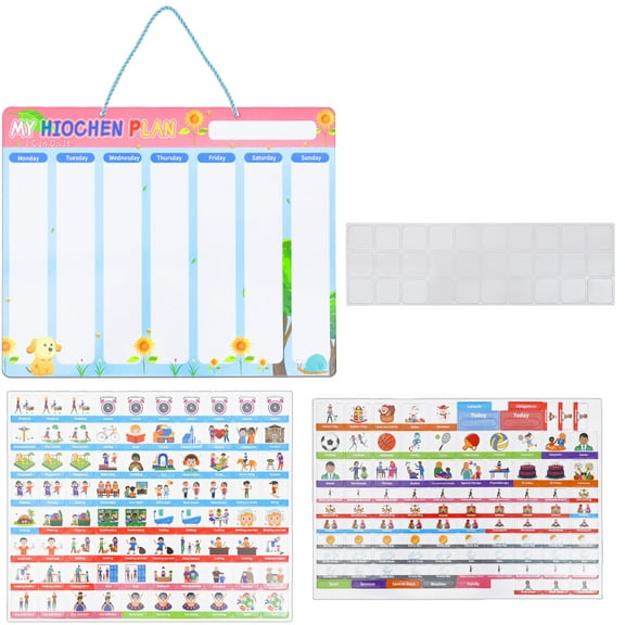 2 in 1 Visual Schedule Chart for Kids,Magnetic Backing Kids Visual Behavioral Tool Weekly Schedule Chart for Home School Kindergarten