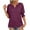 Wine, variant on Women's Casual Solid Color V Neck Short Sleeve Tops Blouses T-Shirt