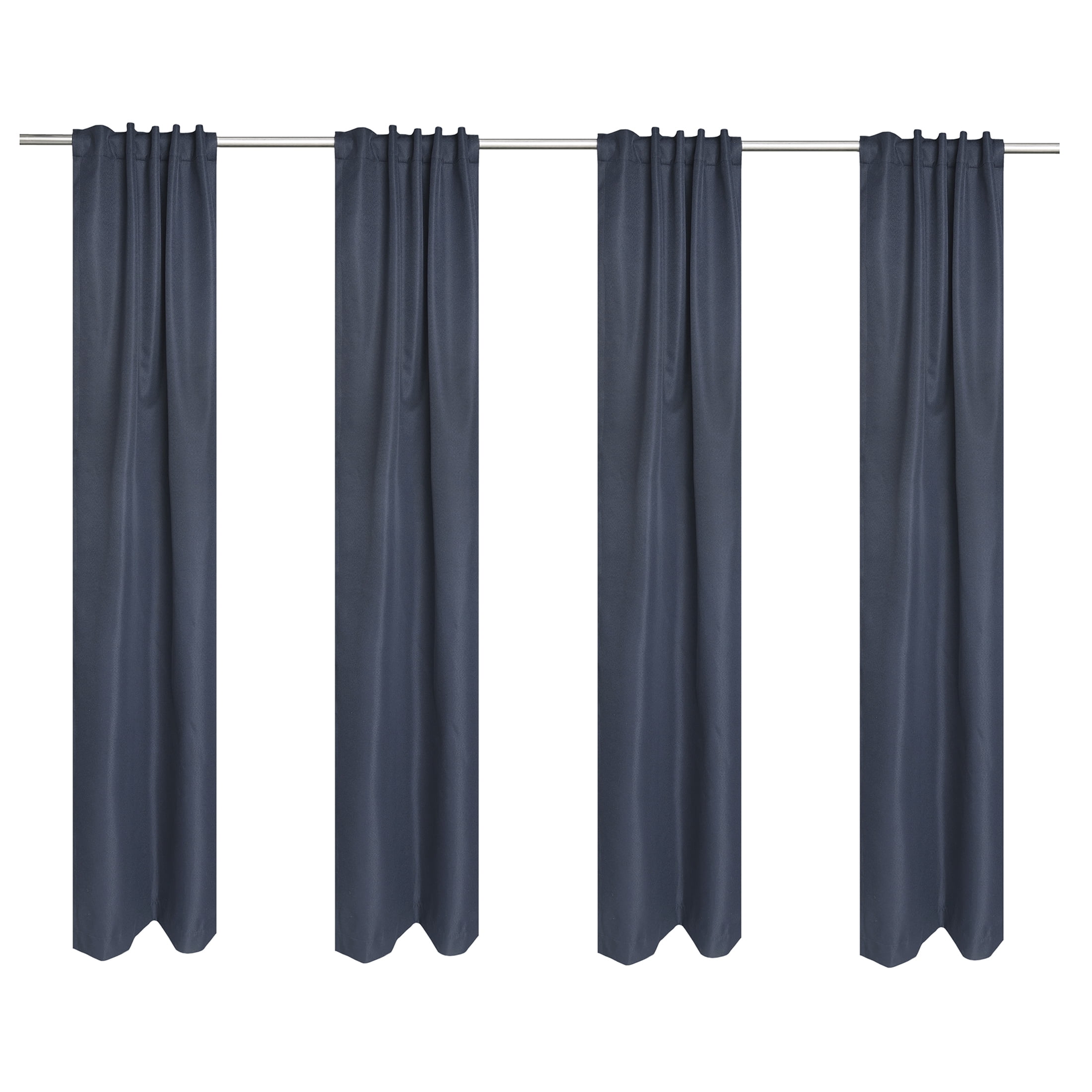 Mainstays Dark Navy Solid Blackout Rod Pocket with Back Tabs Curtain Panels 4PC Set, Set of 4, 30" W x 84" L