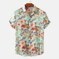 thumbnail image 6 of Danhjin Men's Hawaiian Shirt and Short Pants 2 Piece Vacation Outfits Sets Casual Button Down Beach Floral Suits on Clearance, 6 of 9