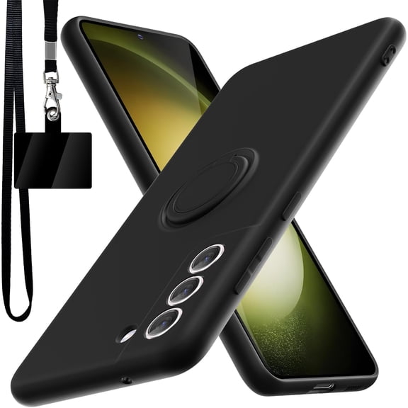 for Samsung Galaxy S21 FE Case,Built-in 360° Rotatable Ring Holder|Anti-Scratch Soft Microfiber Lining|Support Car Mount|Galaxy S21 FE Phone Case Cover for Girls Women Black 10-s21fe-01