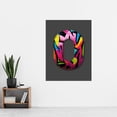 thumbnail image 2 of Letter O Fluorescent Abstract Tagging Decorative Graffiti Mural Alphabet Initial Stencil Extra Large XL Wall Art Poster Print, 2 of 3