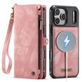 thumbnail image 2 of CaseMe Leather Case for iPhone 17 Pro,2 in 1 Detachable Wallet Case with 8-Card Holder Zipper Bills Slot,Magnetic Shockproof Flip Leather Cover Zipper Pocket Phone Cases,Pink,For iPhone 17 Pro, 2 of 11