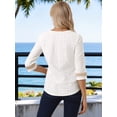 thumbnail image 4 of DARING DIVA Women's 3/4 Sleeve Tops Hollow Color Block Boho Shirts XS White, 4 of 6