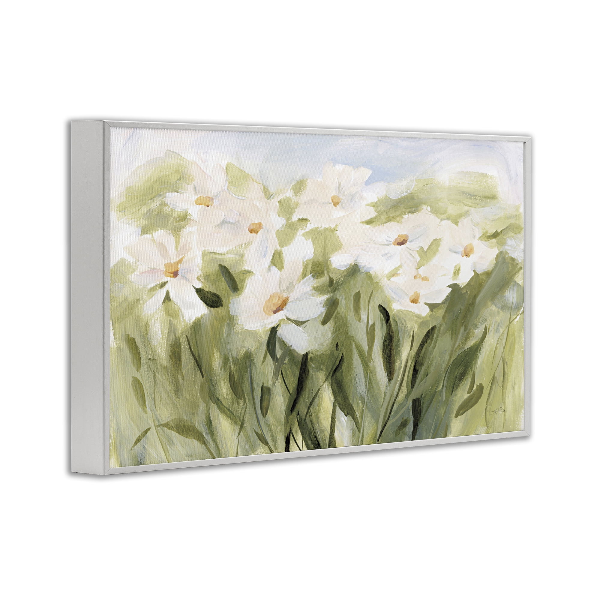 Stupell Industries Daisy Meadow View Botanical & Floral Painting White Framed Art Print Wall Art, 24 x 16