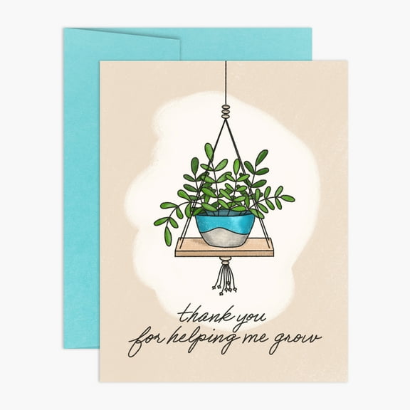 Teacher Appreciation Cards - Single Card + Envelope - Thank You Cards For Teachers - Thank You For Helping Me Grow - Thank You Card To Teacher Bulk Set - Designed, Printed and Packaged in the USA