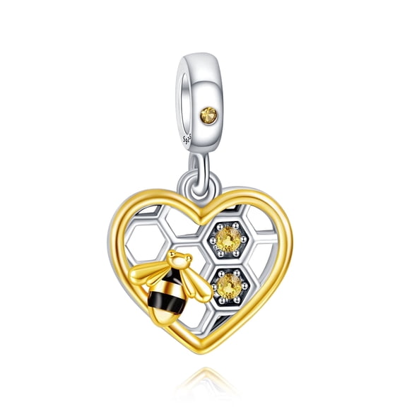 ROSIANNA 925 Sterling Silver Charm for Bracelets Heart Bee Birthday Gift Pendant Charm Women Bracelet Charm