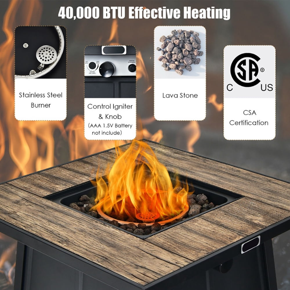 GVN 40 000 BTU 28 Inches Propane Gas Fire Pit Table With Cover, Outdoor Fire Pit for Outdoor, Outside Patio Deck and Garden