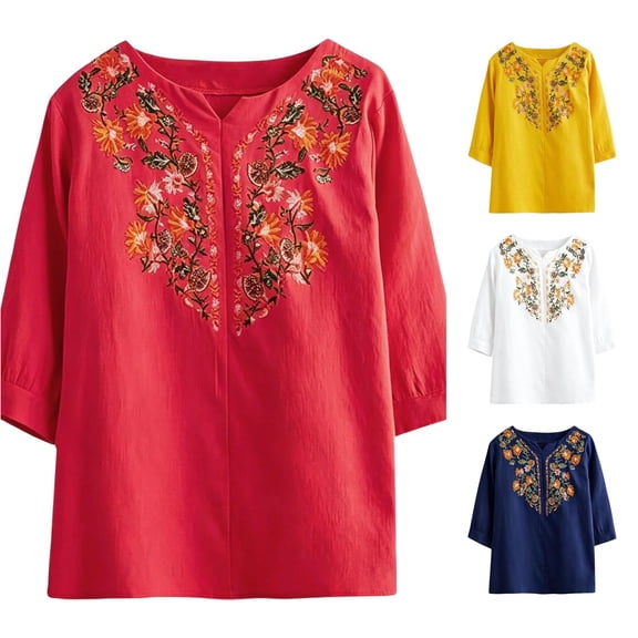DHFJKG Boho Tops For Women Floral T Shirt Lightweight Summer Half Sleeve Loose Fit V Neck Graphic Tees Beach Outfit Stylish Top