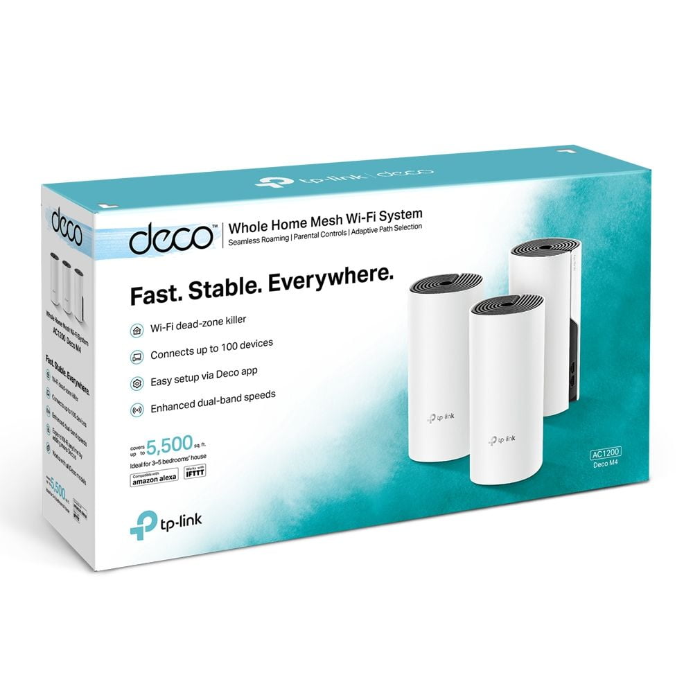 TP-Link Mesh Wi-Fi Router System - AC1200 Speeds | Coverage up to 5,500 Sq.  ft (Deco M4 3-Pack)