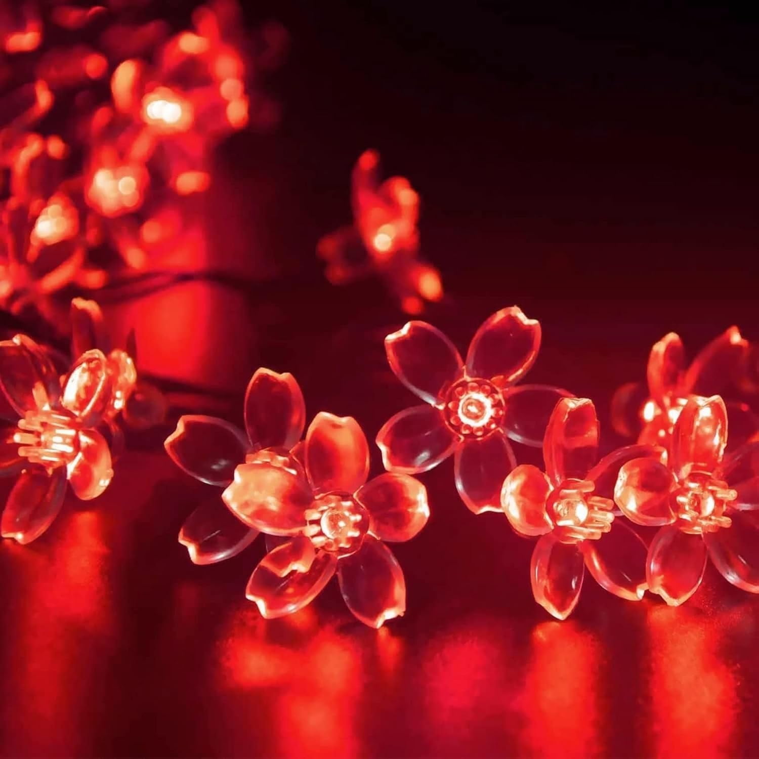 Solar Cherry Blossom Light String, 16FT 20 LED Waterproof Flower Fairy Lights with 8 Modes, Solar Powered Outdoor Garden Lights for Wedding, Christmas, Patio, Home Decor