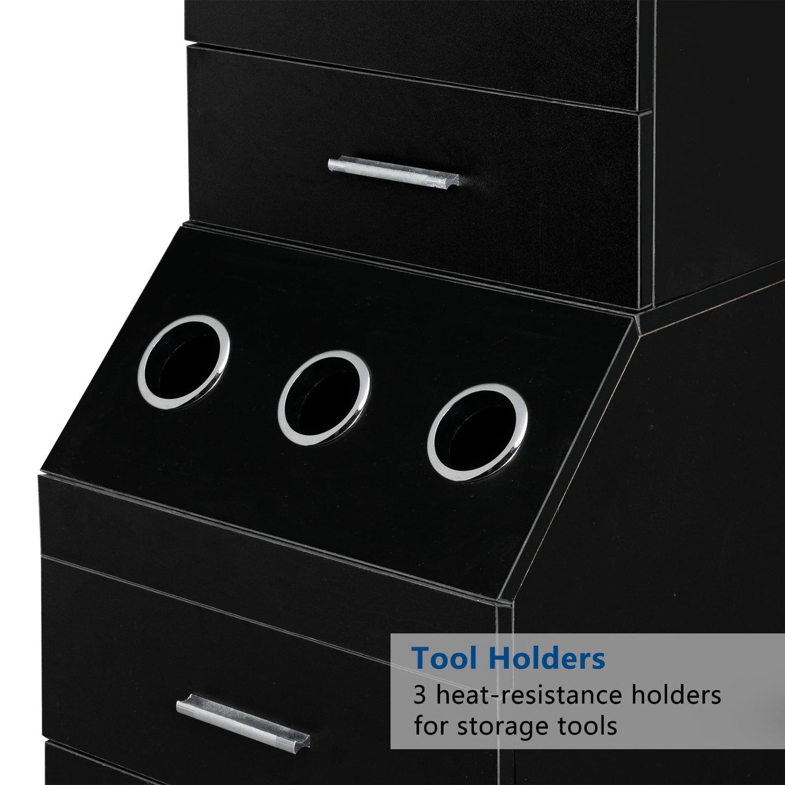 Ktaxon Wall Mount Salon Station, Barber Stations Hair Styling Storage Cabinet, 2-Tier Storage Shelf with Door, 2 Drawer, a Large Storage Cabinet, 3 Hot Tool Holders