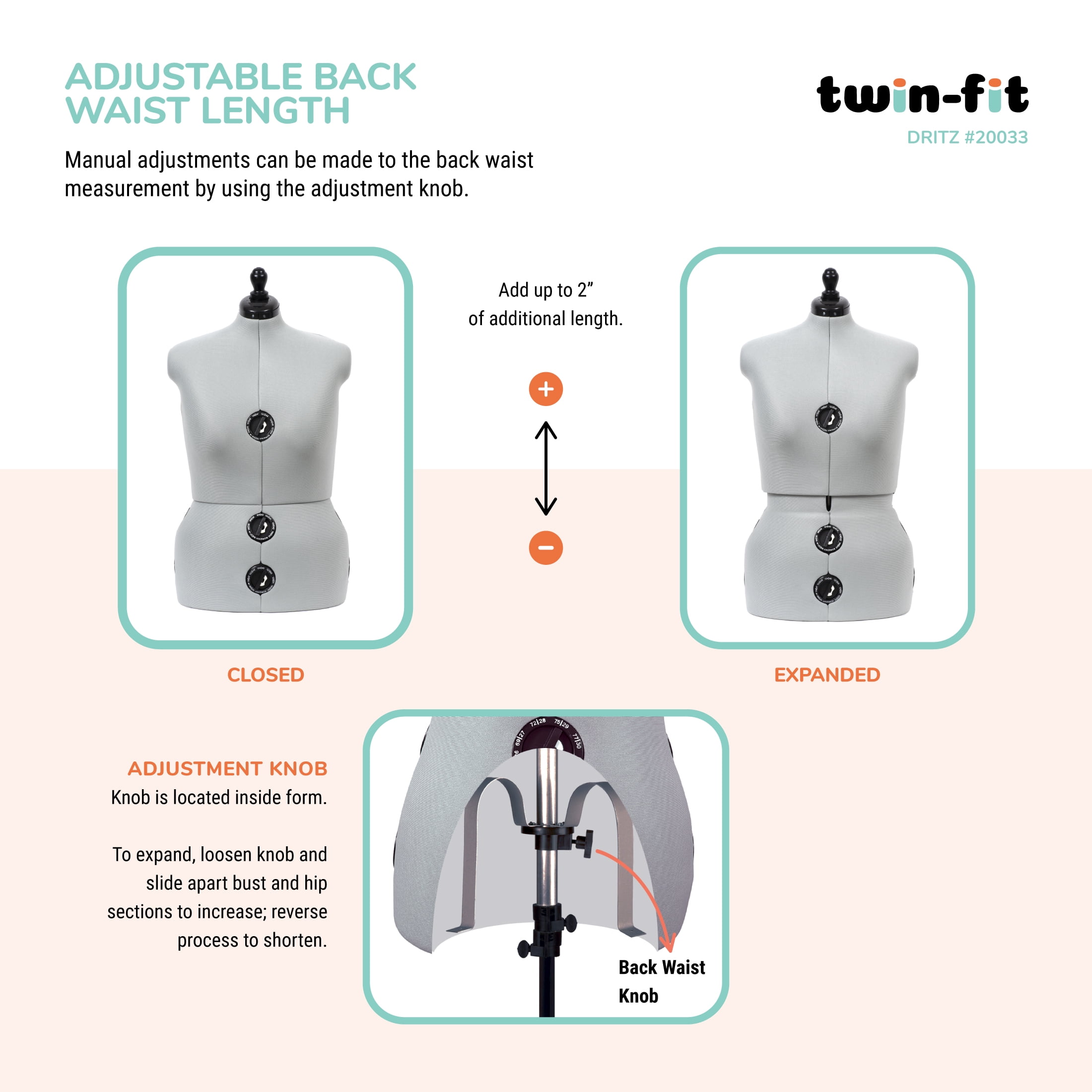dritz twin fit medium dress form Dritz Twin-Fit Adjustable Dress Form Medium