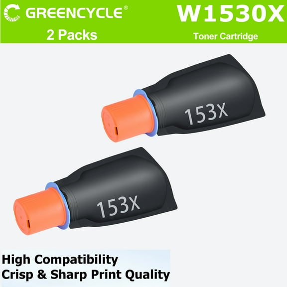greencycle 153X Black Toner Cartridge Replacement Compatible for W1530X Work with Laser Tank 1504 1504w 2504 2504dw, Laser Tank MFP 1604 1604w 2604 2604dw 2604sdw 2606 2606dw,5000 Pages,2pcs