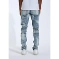 thumbnail image 3 of Crysp Denim Men's Biker Moto Distressed Rip & Repair Skinny Fit Stretch Jeans (30, Indigo Blue Stonewashed), 3 of 3