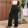 thumbnail image 5 of Women'S High Waist Wide Leg Pants Summer Flowy Beach Casual Pants with Pockets Black L, 5 of 8
