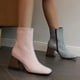 thumbnail image 5 of NECHOLOGY Zapatos Botines de mujer Botas De Mujer De Tela con Punta Cuadrada Y Tacón Y Grueso con Bloques De Color Y Patrón Múltiple Botas De Media De Tamaño Botas Al Tobillo (Pink 8.5), 5 of 7