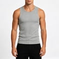 thumbnail image 4 of HappyYEE Men's Ribbed Tank Top, Wide Strap Sleeveless Knit Muscle Slim Fits Shirts, Fashion Workout Gym Tee Gray 3XL, 4 of 7