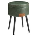 thumbnail image 3 of VASAGLE Storage Ottoman Tray Vanity Chair Synthetic Leather Ottoman with Storage Space Loads 330 lb for Bedroom Living Room Forest Green, 3 of 9