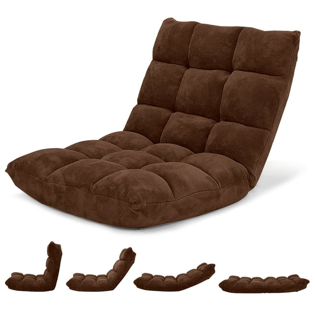 Costway Adjustable 14-Position Floor Chair Folding Lazy Gaming Sofa Chair Cushioned