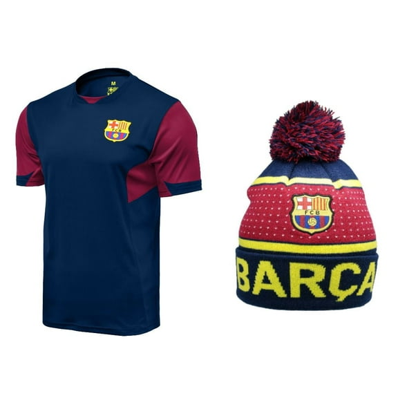 Icon Sports Men FC Barcelona Official Soccer Jersey and Beanie Combo 04 - Small