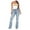 Blue, variant on IROINNID Curvy Pants For Women Elastic Waist High Waist Slim Hole Burr Denim Micro Trumpet Pants Solid Color Jean