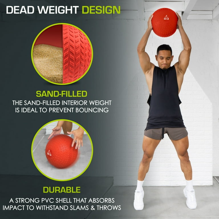 ProsourceFit Tread Slam Medicine Balls w Ultra Grip for Weighted Workouts 50 lb