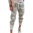 thumbnail image 4 of WCJM Women's Camouflage Pattern Cropped Cargo Pants Elastic Waist with Drawstring Lightweight Quick Dry Hiking Joggers Outdoor Casual Travel Bottoms with Button Flap Pockets, 4 of 5